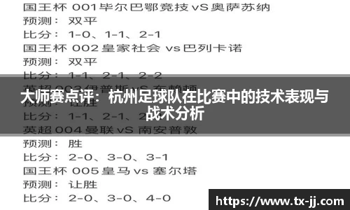 大师赛点评：杭州足球队在比赛中的技术表现与战术分析